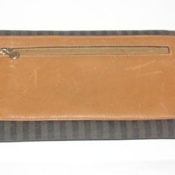 Fendi Brown Black Thin Striped Coated Canvas - Picture 3 of 10